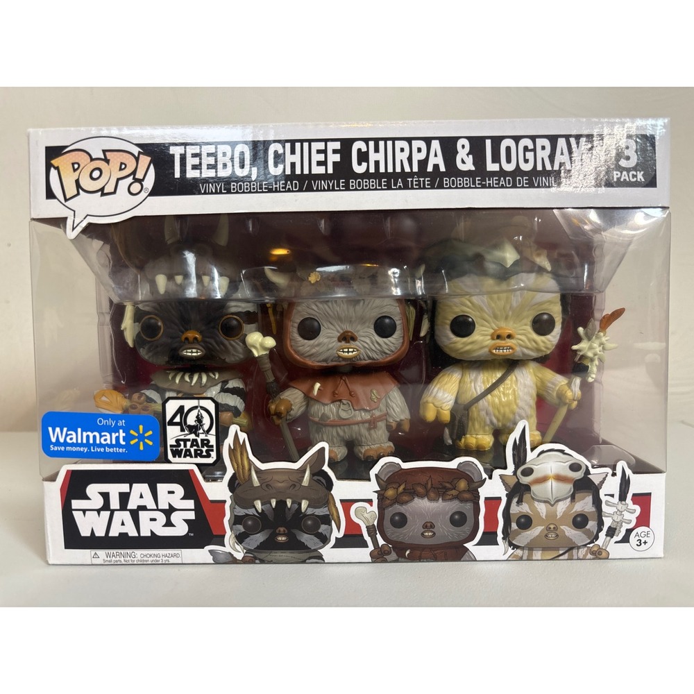 Funko Pop Star Wars Ewok 3-Pack Teebo Chief Chirpa Logray Walmart Exclusive